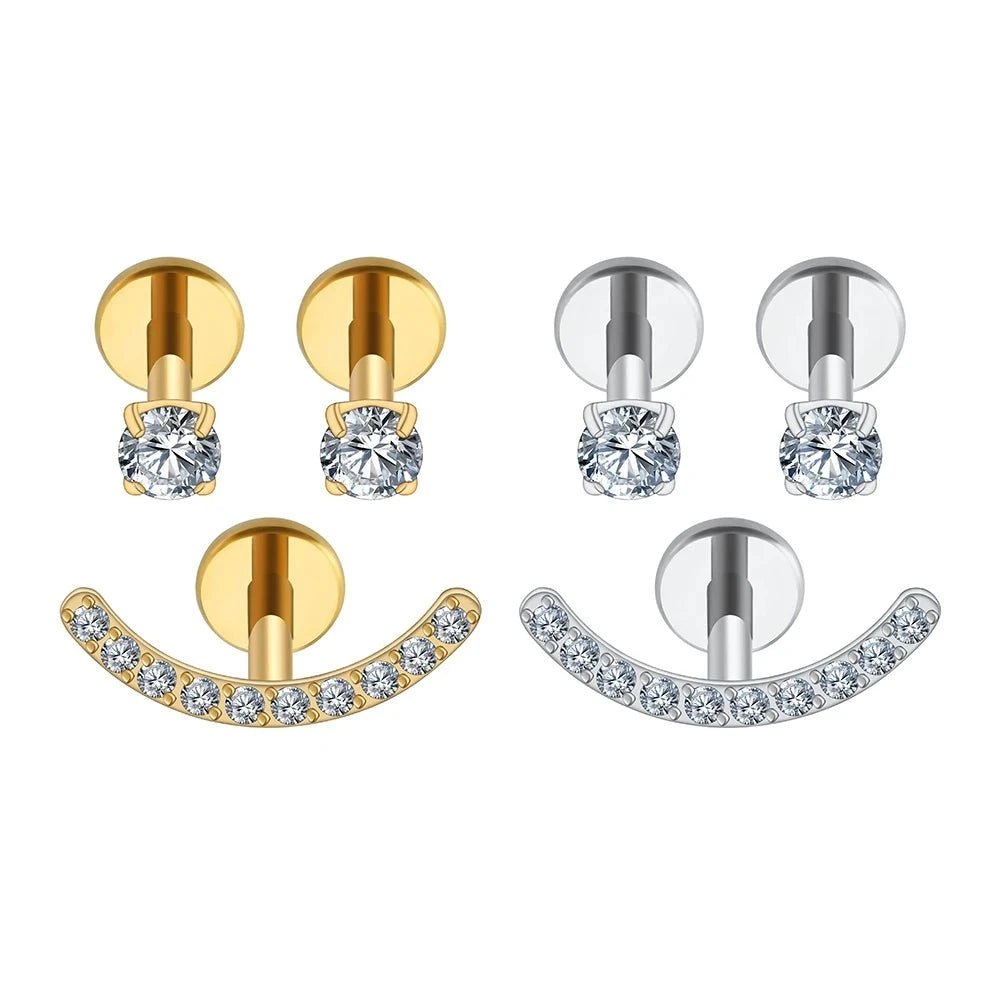 Helix earring set "the smile" titanium piercing studs 16G stud earrings