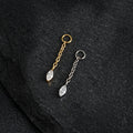 Cartilage piercing chain with a marquise diamond cz stone titanium piercing pendant
