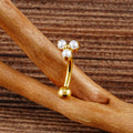 Anti-tragus curved barbell with three pearls titanium rook piercing