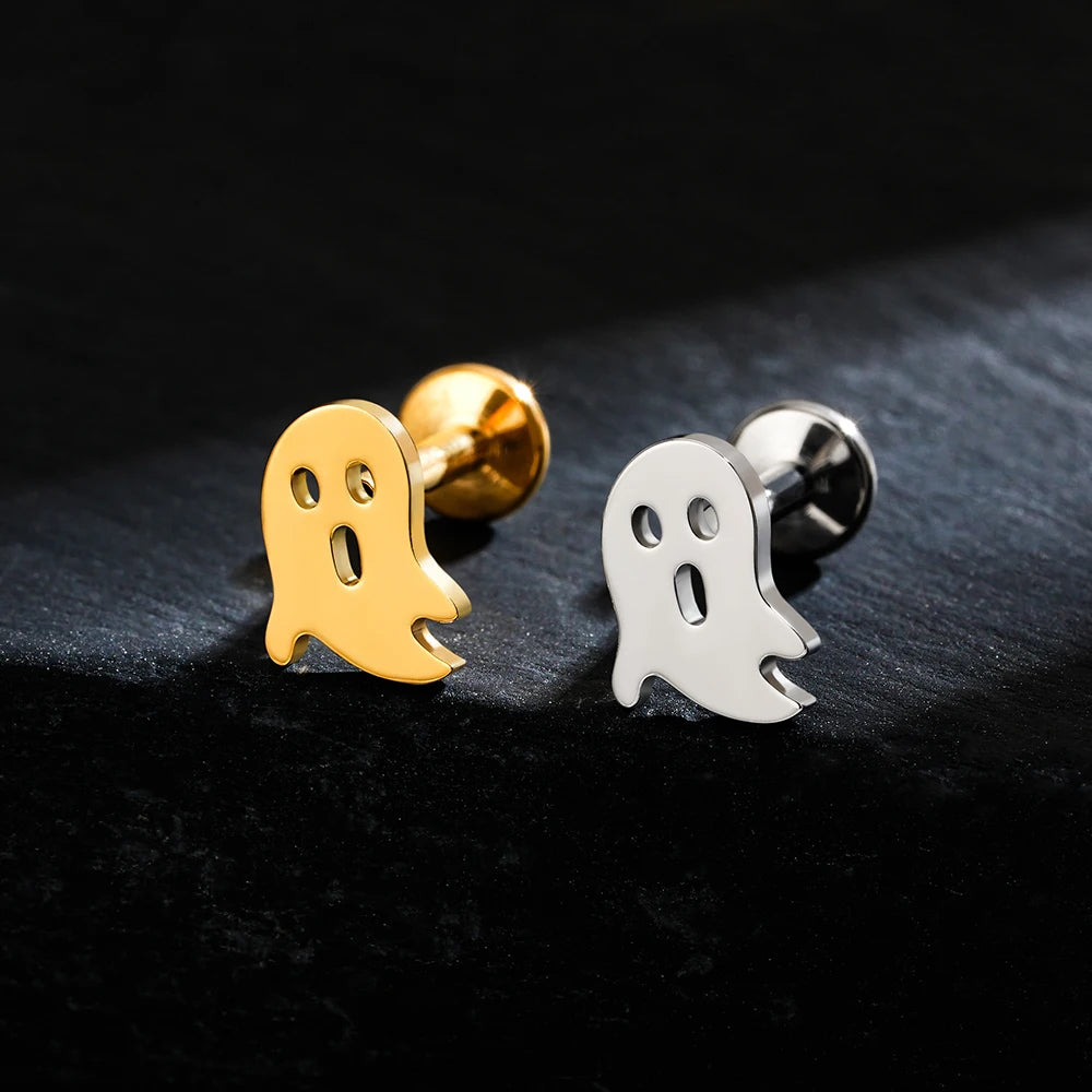 Wandering ghost piercing labret made of titanium Halloween jewelry funny piercing
