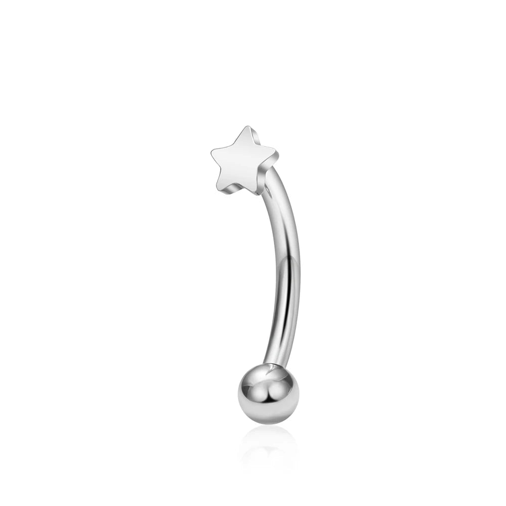 Star curved barbell small and cute with a star and a ball titanium piercing