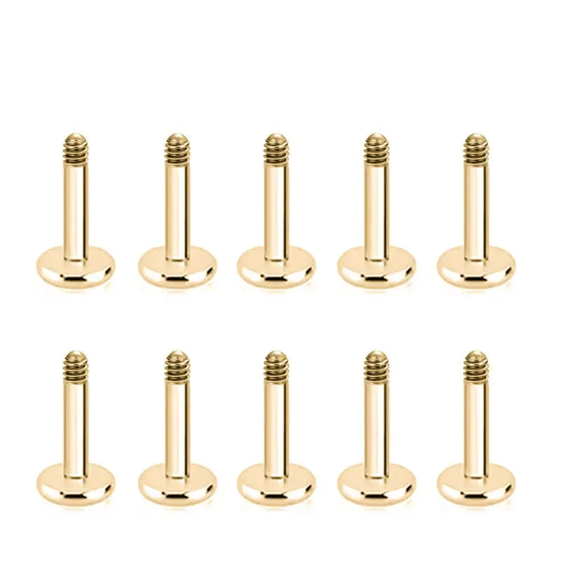 Labret-stift med yttre gänga silver guld blå lila 16G 14G titan labret 10 stycken
