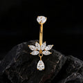 Dangling belly piercing with diamond cz stones cute and unique titanium belly button ring