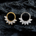 Ring for daith-piercing med syv marquise klare cz-stener titan septum-piercing