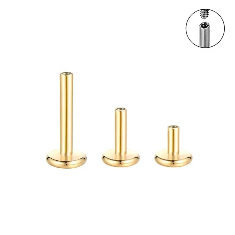 Labret posts internally threaded black silver gold 10 pieces titanium labret 14G 16G 18G