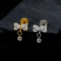 Bow tie earring with clear diamond cz stones titanium dangle earring