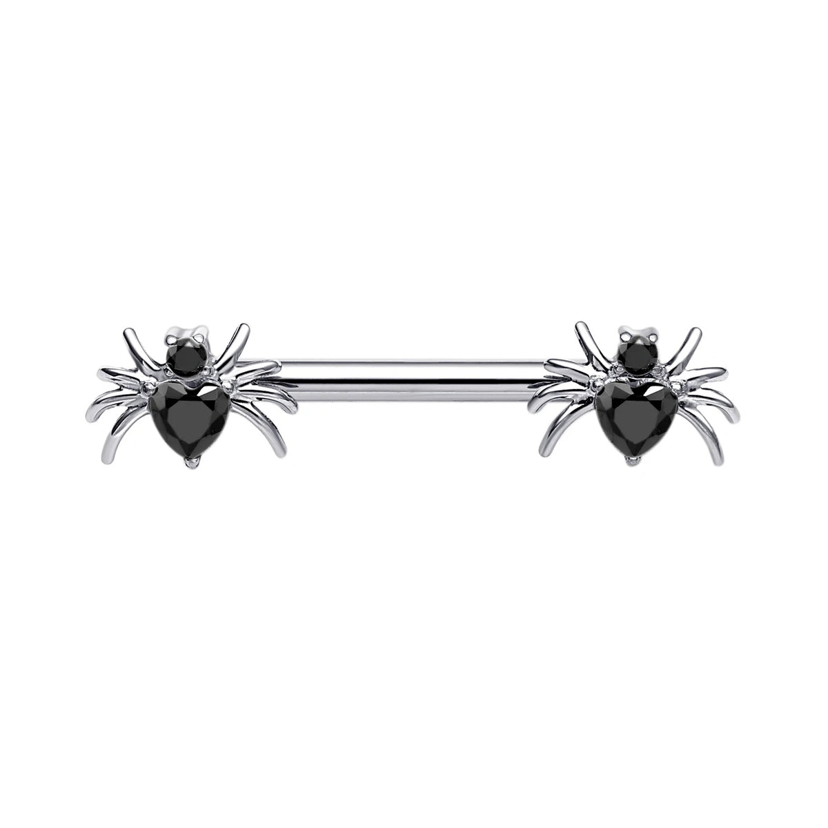 Spider nipple rings threadless titanium 14G 14mm 2 pieces straight barbell cute Halloween