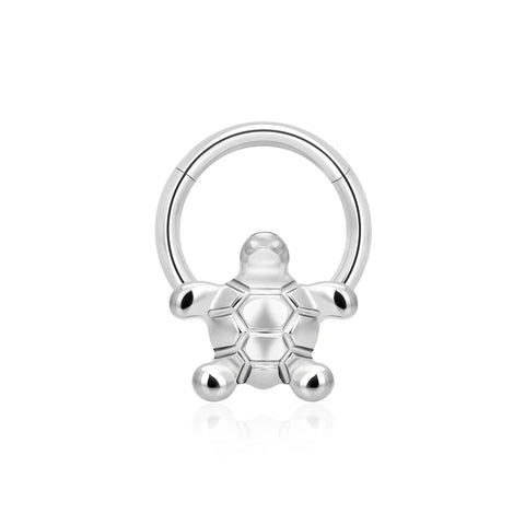 Turtle nose ring cute and unique titanium hinged clicker ring septum ring