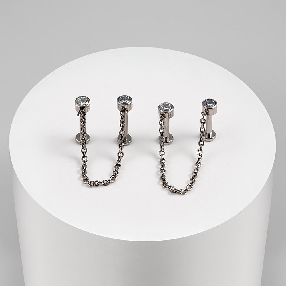 Helix chain earring implant-grade titanium threadless