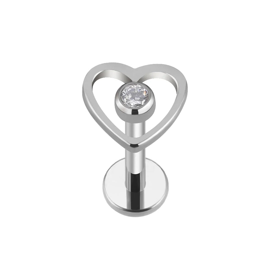 Cute helix earring with a heart and CZ titanium 16G