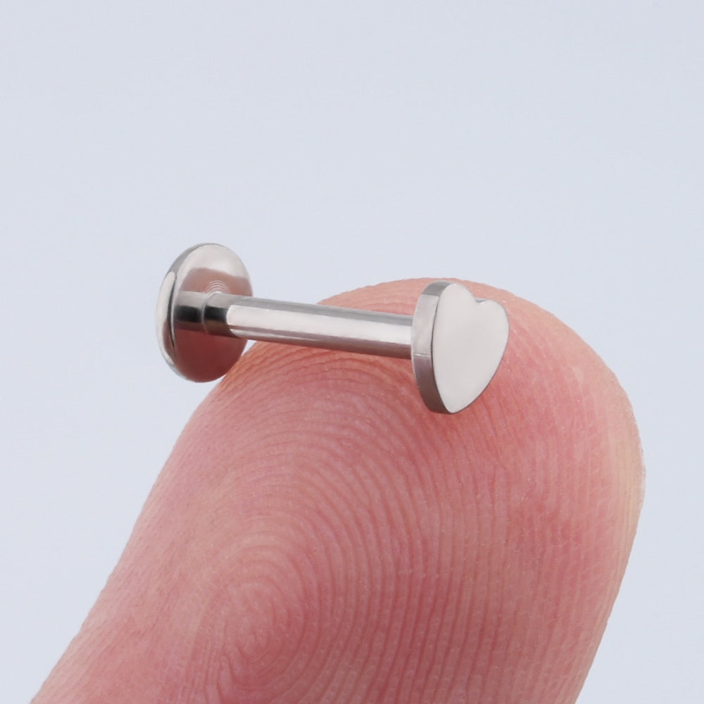 Heart helix piercing minimalist stud implant-grade titanium