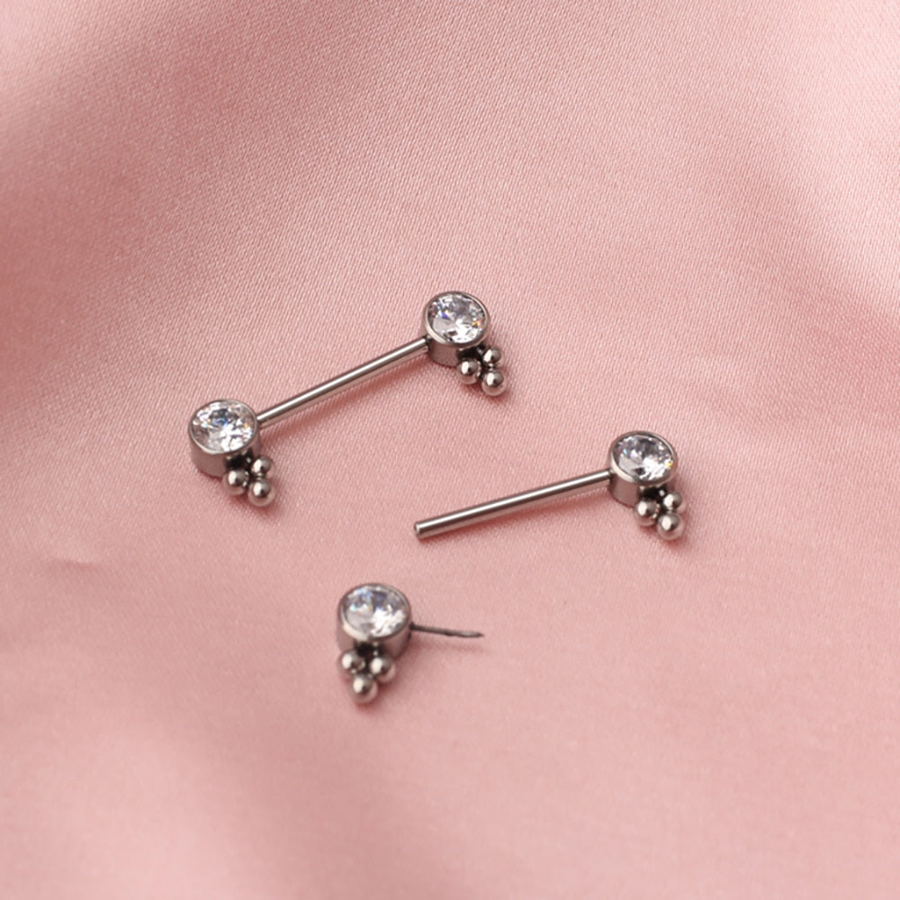Implant-grade titanium nipple bar 14G 1 piece