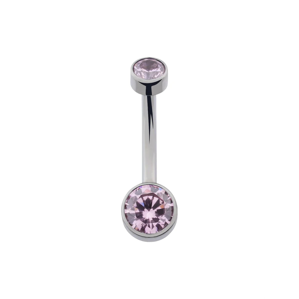 Titanium belly button ring with CZ 14G internally-threaded