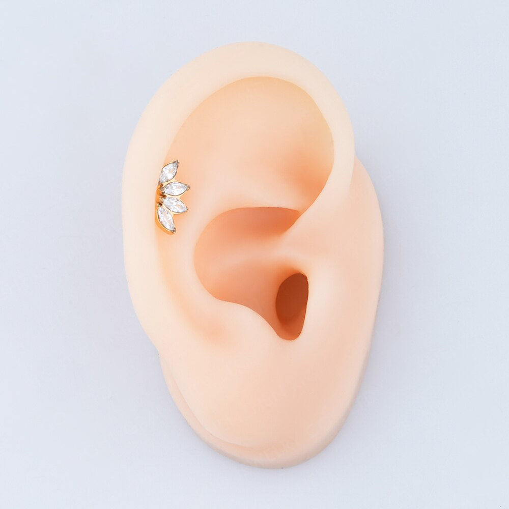 Titanium diamond stud earring white and pink 16G