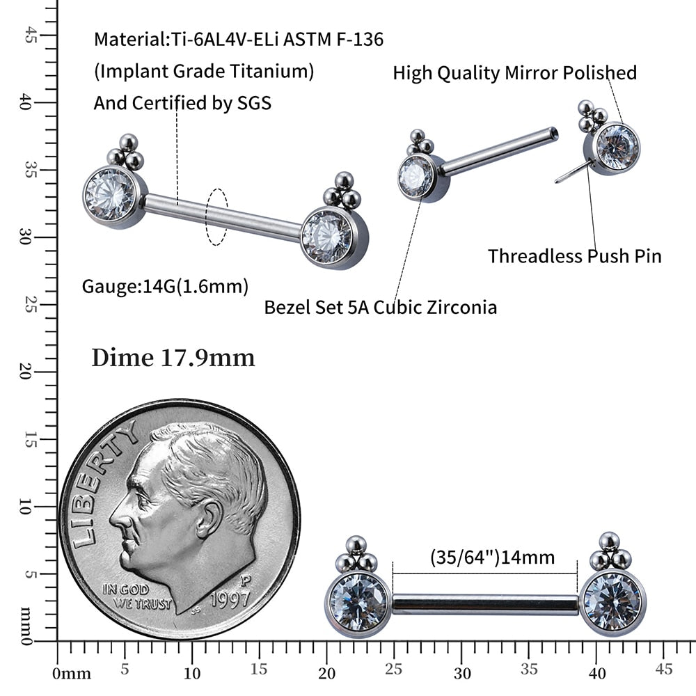 Nippelschiene aus Titan in Implantatqualität 14G 1 Stück