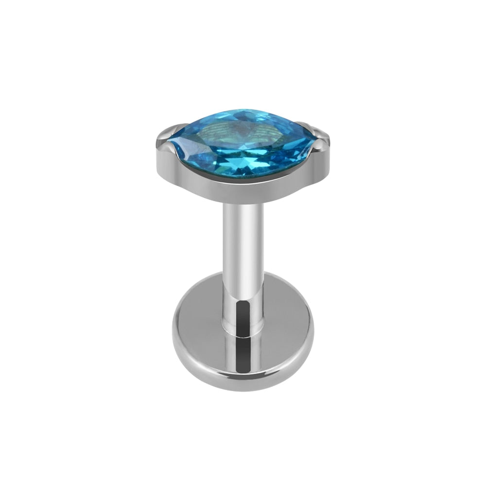 Pendiente Helix de diamantes diminuto y colorido de titanio con rosca interna