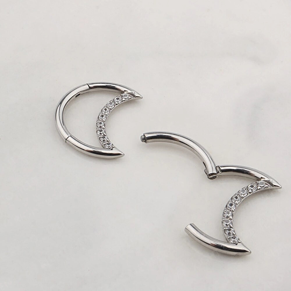 Moon nose ring 16 gauge titanium crescent moon Rosery Poetry