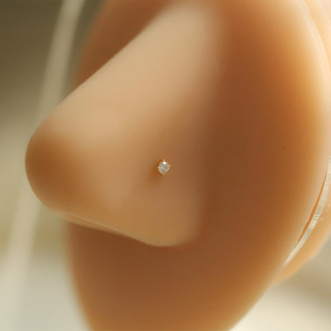 Diamond Nose Stud, Diamond Nose Ring, 2mm Diamond Nose Ring, 14k Gold Nose  Ring, Genuine Diamond Nose Ring, Small Diamond Nose Stud, SKU 184 - Etsy